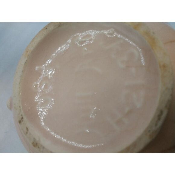 Vintage Ceramic  Hull Teapot & Creamer With Embossed Pink Blossoms And Green Lea - Picture 3 of 7